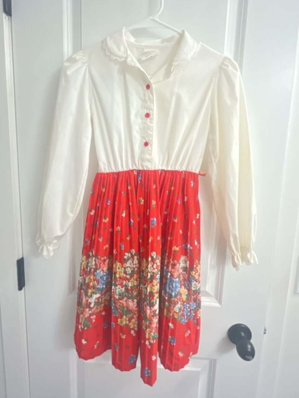 Vintage JC Penney Long Sleeve Floral Pleated Shirt Dress
